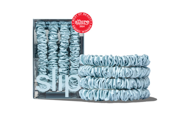 Back to School Sky Blue Skinny Scrunchies